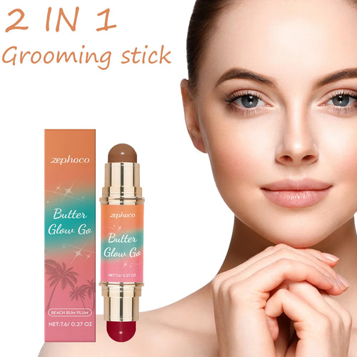 2 in 1 Grooming Makeup Stick Double Headed Bronzer Blush Non-sticky Light Soft Lasting Makeup Glow Makeup Contourining Stick Oasis Select