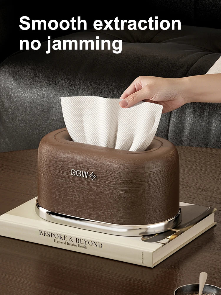 Wood-grain design plastic tissue box, a desktop tissue holder—perfect as a home decor item to add a creative touch to your kitch Oasis Select