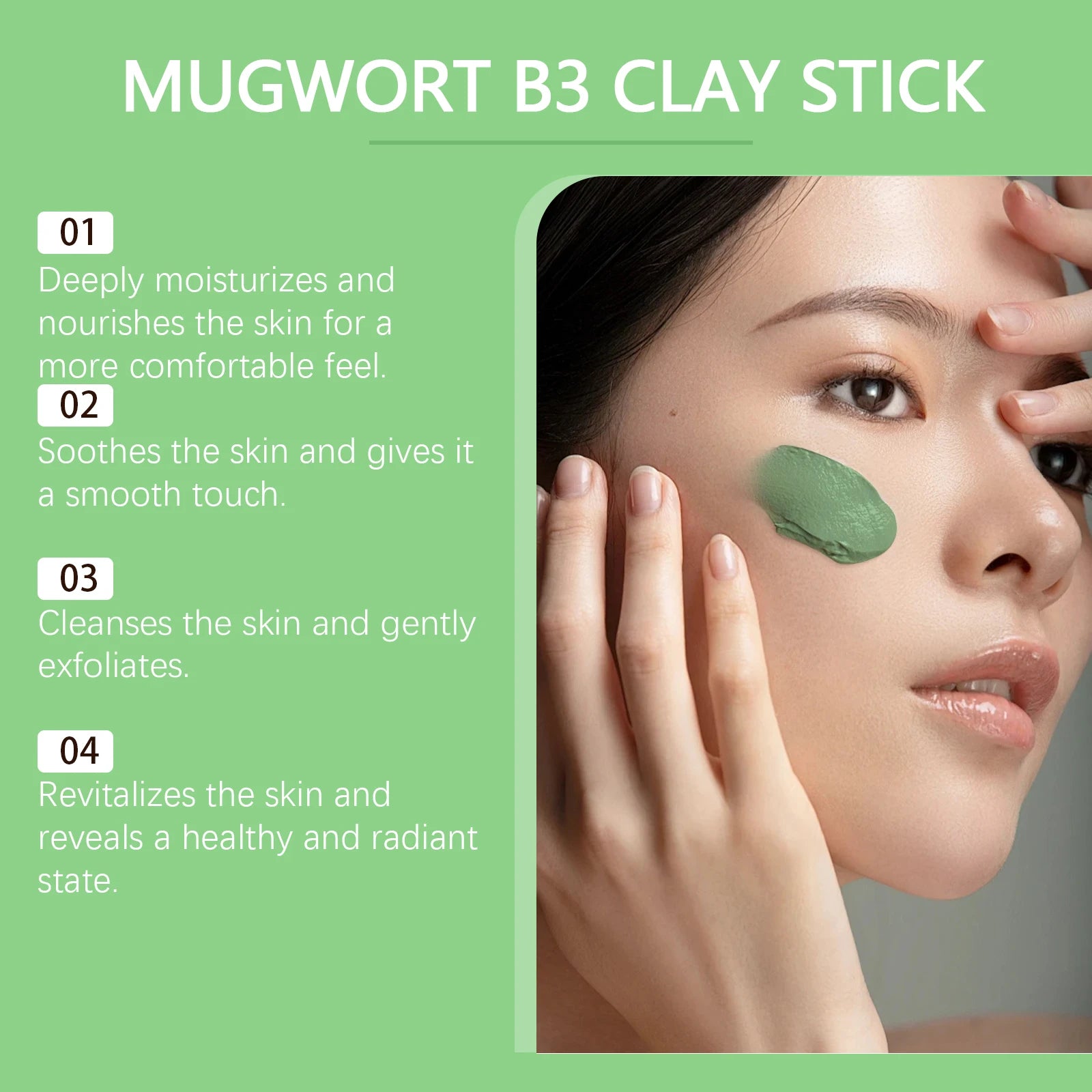 40G Mugwort Face Clay Mask Stick Gentle Cleaning Pores Moisturizing Enhance Smoothness Improve Skin Texture Nourishing Skin Soothing Repairing Face Mud Mask Oasis Select