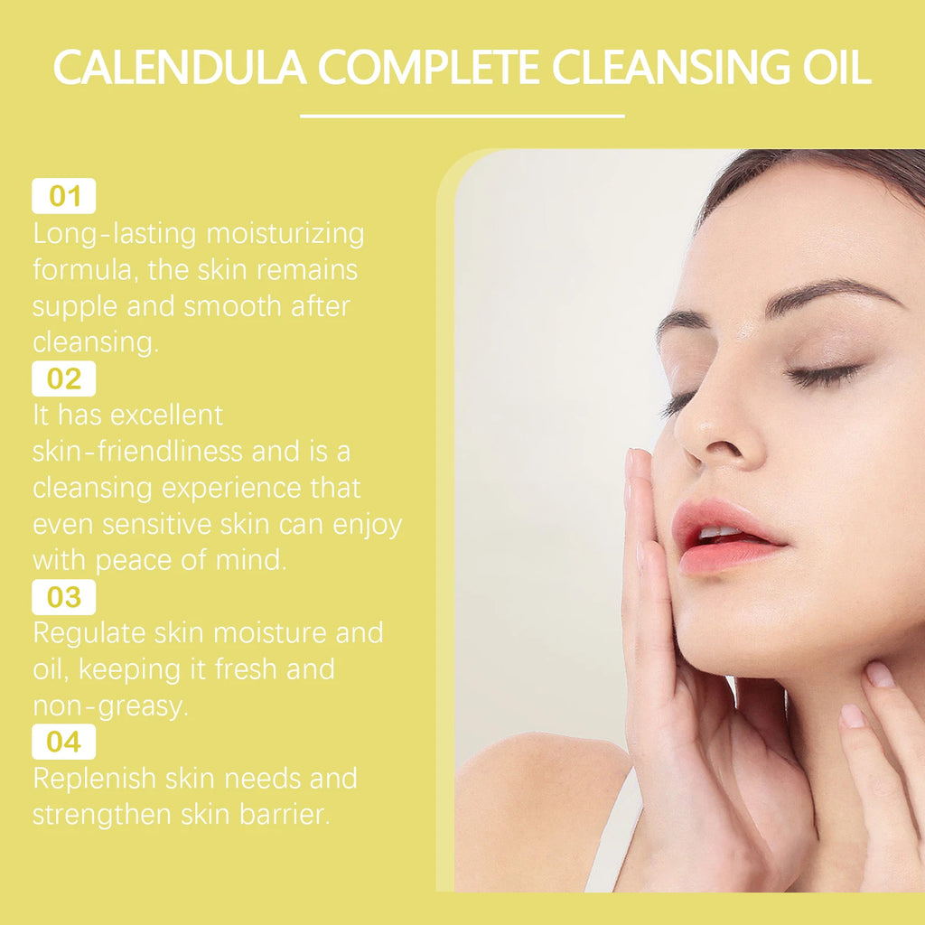 100ML Calendula Makeup Cleansing Oil Gentle Refreshing Face Eye Lip Makeup Remover Non-irritating Cleaning Oil for All Skin Type Oasis Select
