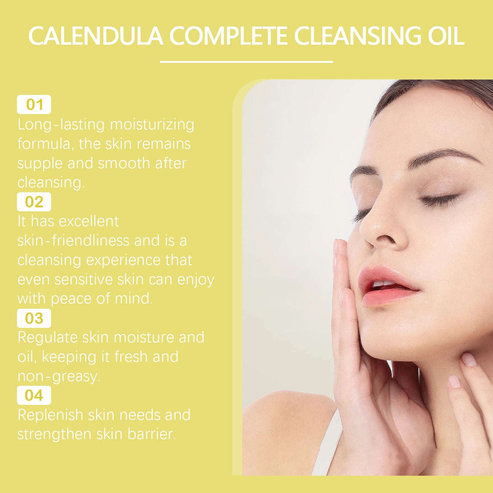 100ML Calendula Makeup Cleansing Oil Gentle Refreshing Face Eye Lip Makeup Remover Non-irritating Cleaning Oil for All Skin Type Oasis Select