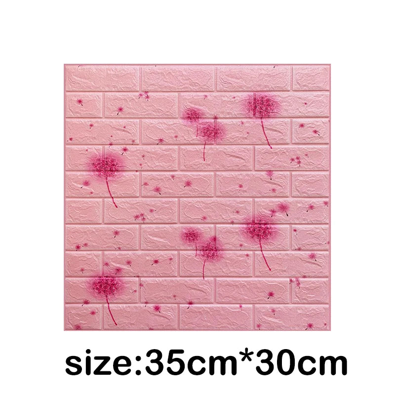 1-30Pcs 35x30cm Wallpaper Kitchen Bedroom Background Decoration Wall Panels Stickers Waterproof for Living Room 3D DIY Home Oasis Select dandelion pink 1pcs 35X30cm