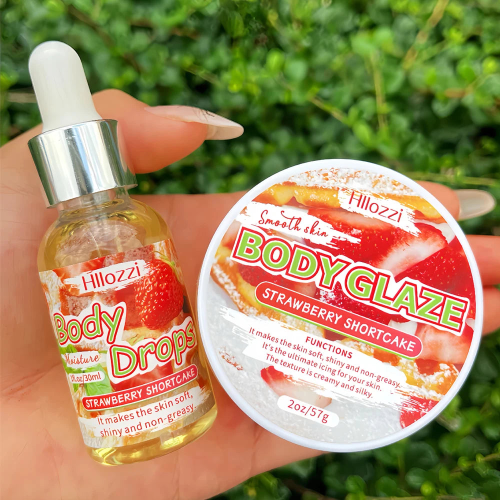 Body Glaze & Body Oil Combination Various flavors Non-greasy Hydrating and moisturizing Body Lotion Massag Oasis Select Strawberry Set