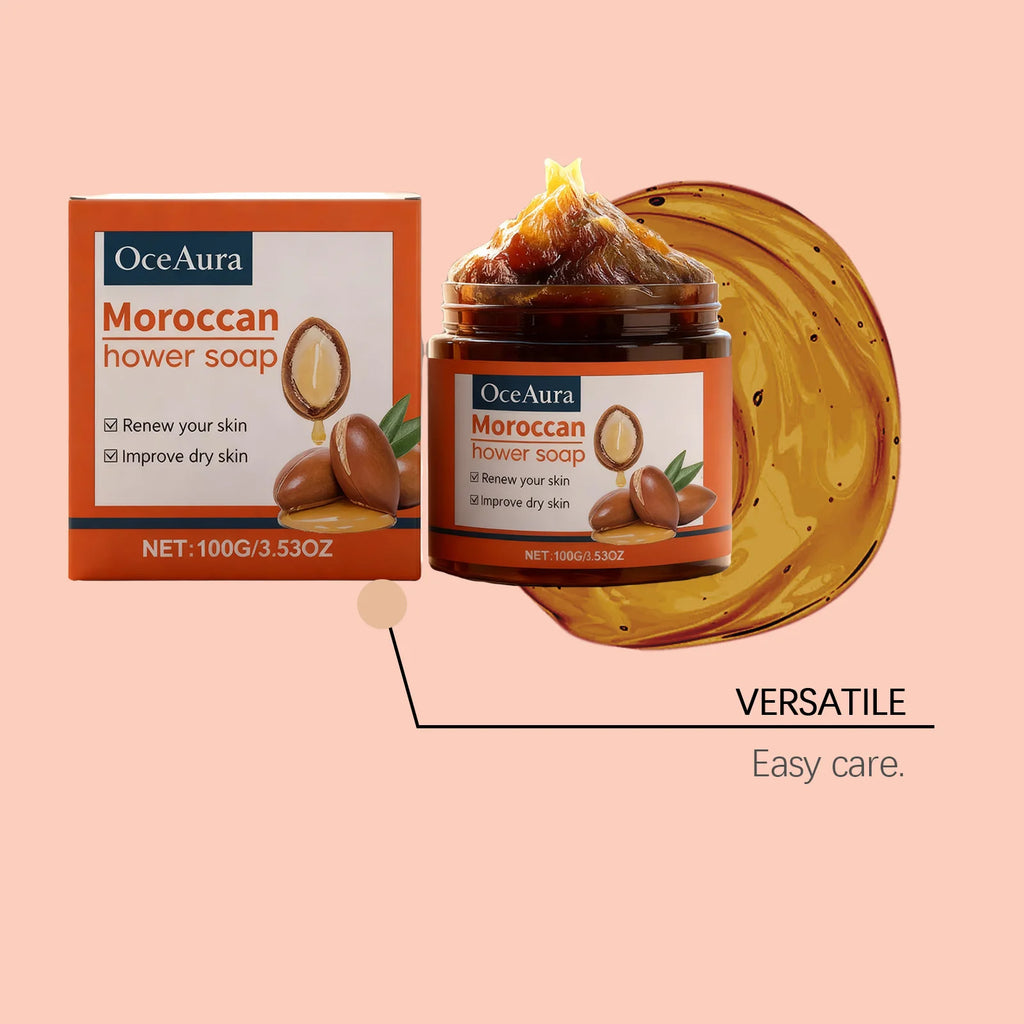100G Moroccan Bathing Soap Gentle Cleaning Pore Deep Moisturizing Reduce Roughness Enhance Smoothness Softening Body Soap Cream Oasis Select
