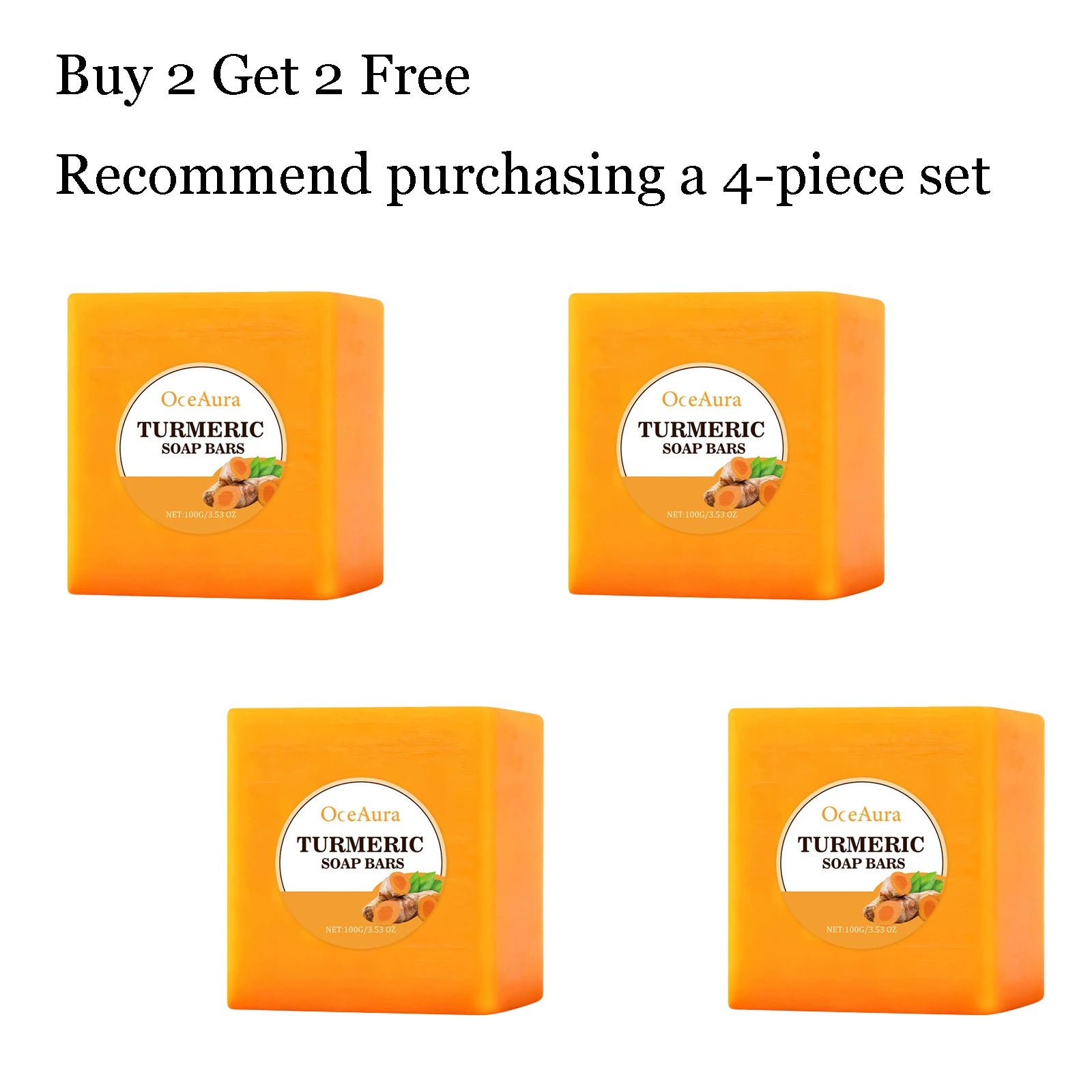 100G Turmeric Body Cleaning Soap Gentle Remove Dead Skin Deep Moisturizing Oil Control Improve Smoothness Softening Body Soap Oasis Select 4 pcs United States