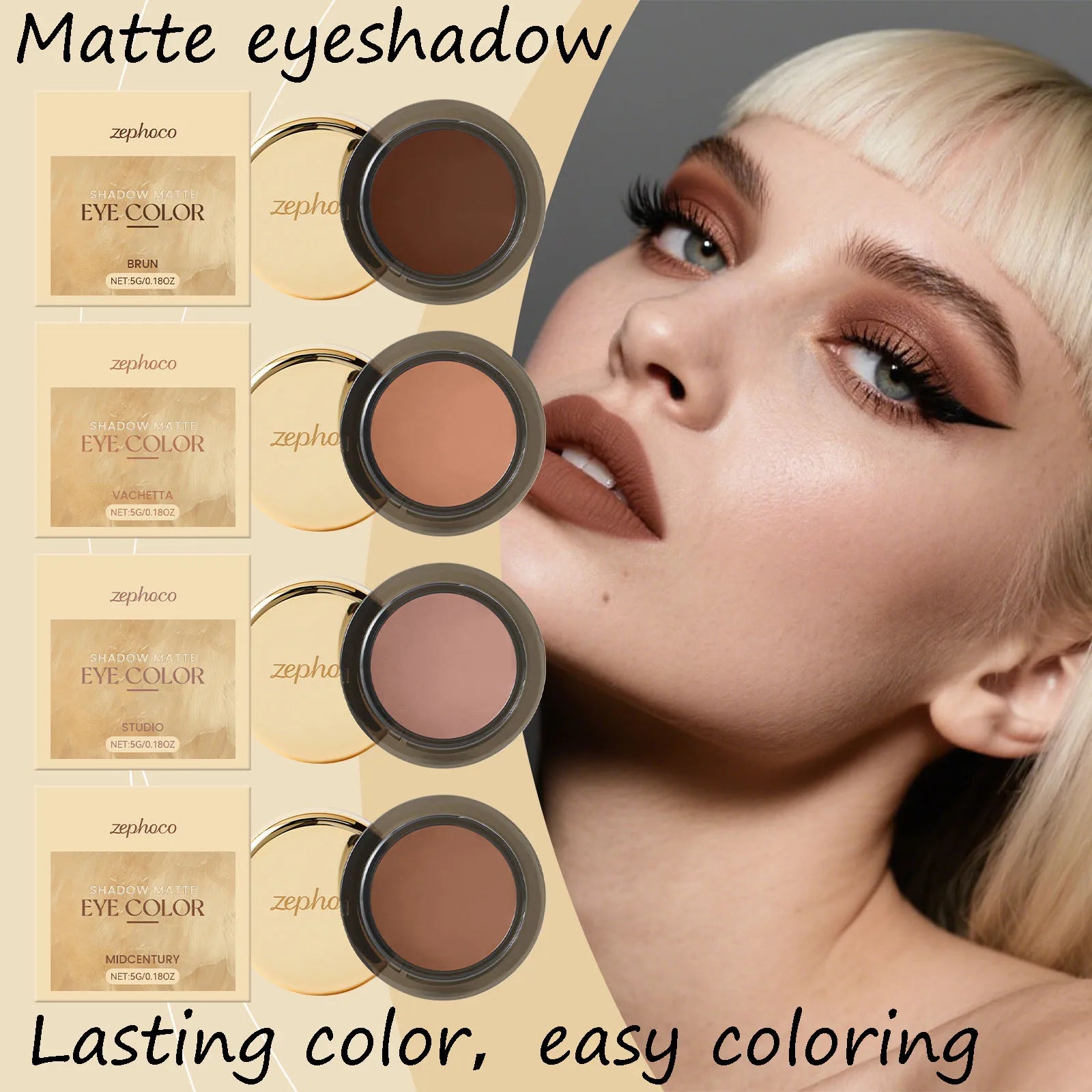 Matte Eyeshadow Palette Earth Color Sweatproof Waterproof Easy Color Silky Matte Eyeshadow Palette for Party Daily Stage Makeup Oasis Select