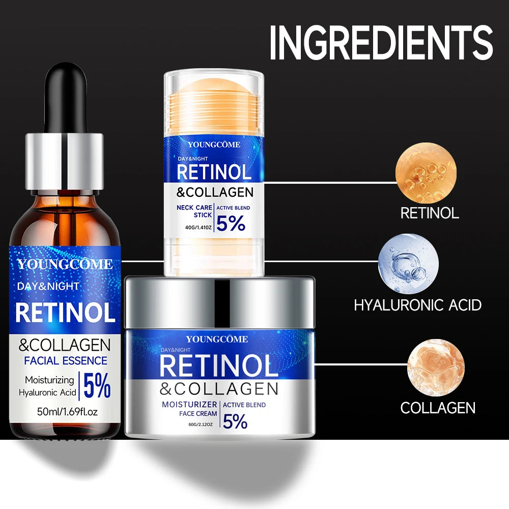 Retinol Wrinkle Remover Facial Serum Set Instant Firming Lift Anti-Aging Cream Fade Fine Lines Whitening Moisturizing Skin Care Oasis Select
