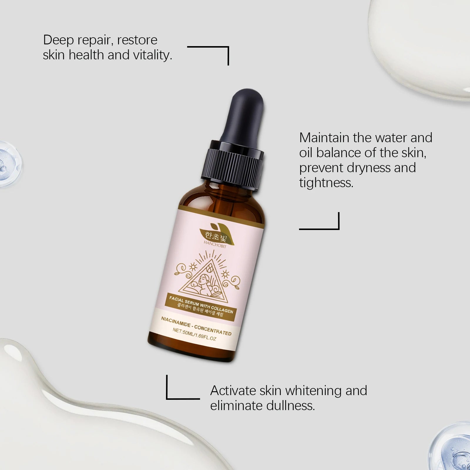 50ML Facial Collagen Serum Daily Moisturizing & Nourishing Improve Skin Elasticity Reduce Roughness Softening Glowing Face Serum Oasis Select