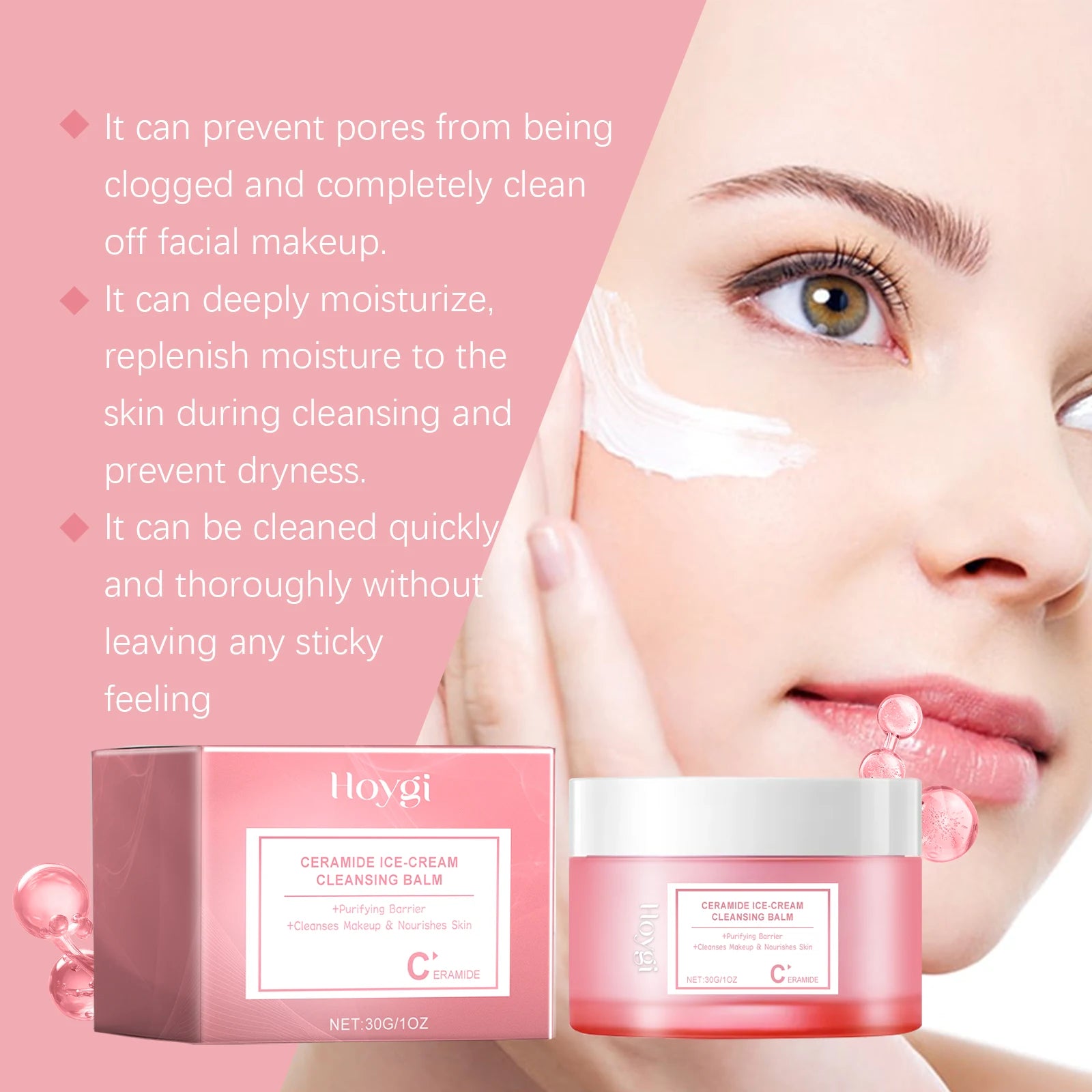Hoygi Face Makeup Remover Balm Moisturizing Skin No Tight Non-irritating Purifying Pores Shrinking Refreshing Eyes and Lip Clean Oasis Select
