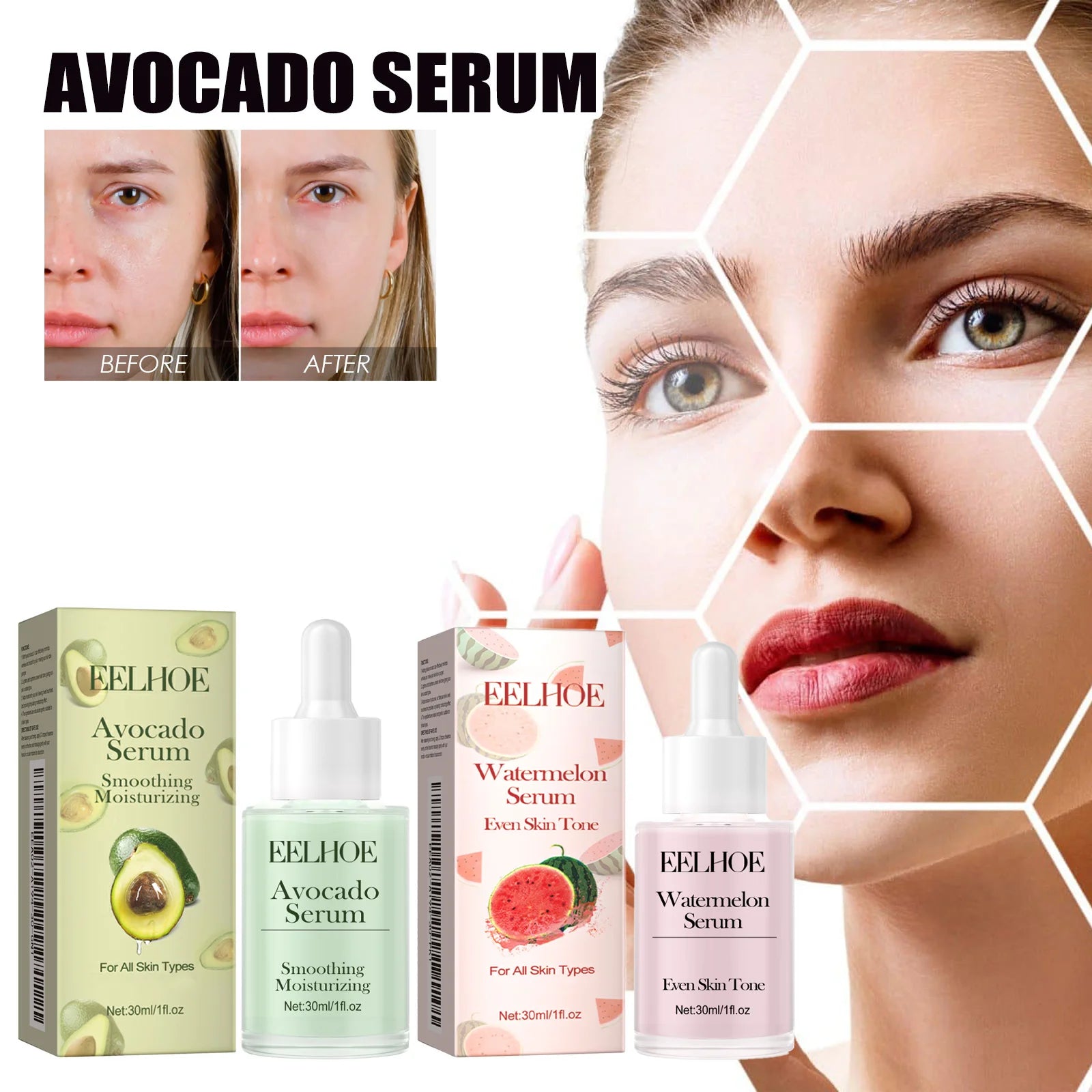 30ml Watermelon Serum Moisturizing Nourishing Enhance Smoothness Anti-oxidant Fade Fine Lines Reduce Dryness Softening Glowing Face Serum Oasis Select