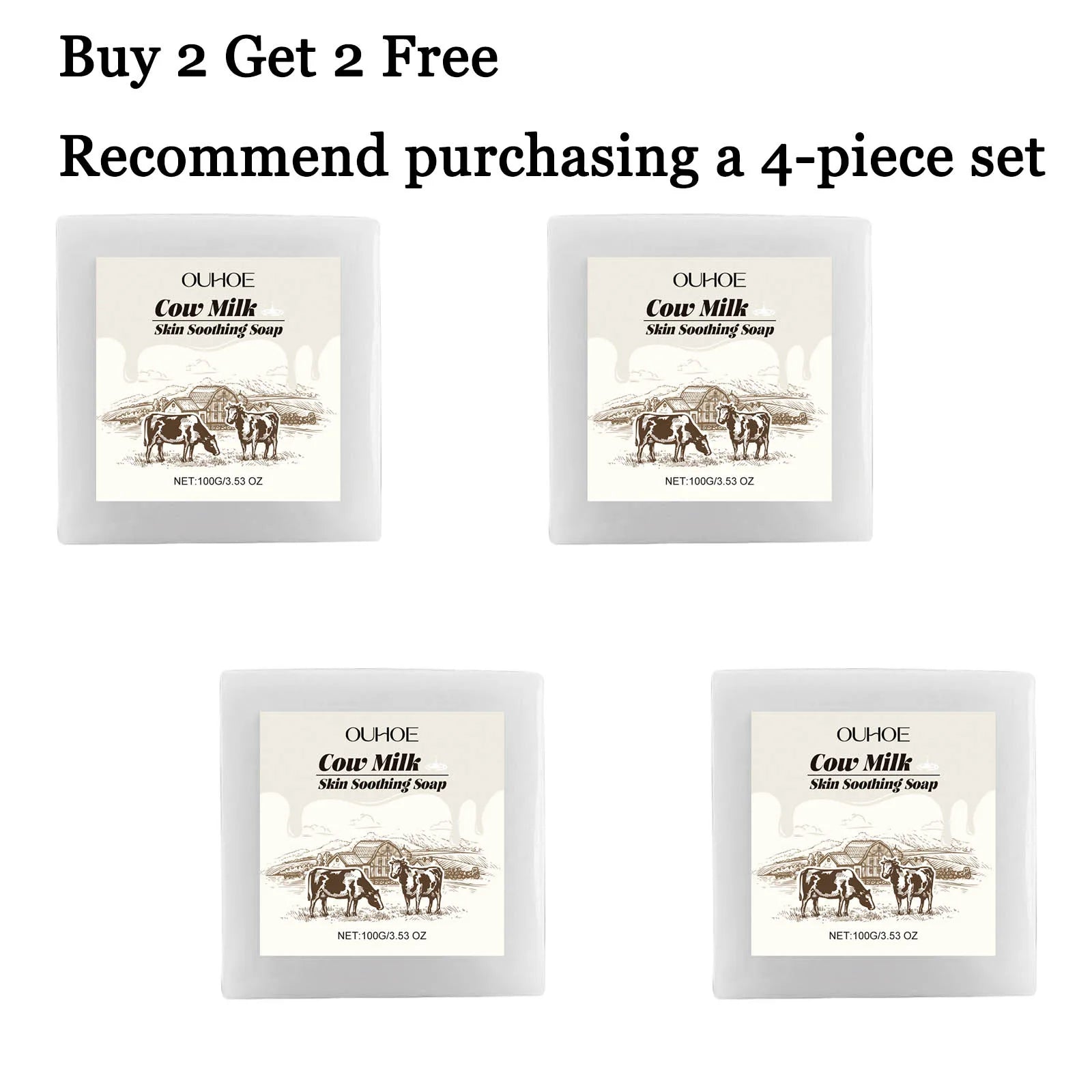 100G Milk Bathing Soap Bar Gentle Cleaning Pores Enhance Smoothness Moisturizing Non-tight Soothing Redness Soap for Face & Body Oasis Select 4 pcs United States