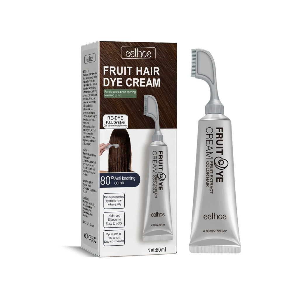 EELHOE Black Fruit Hair Dye Cream with Comb – Gray Coverage Hair Dye Cream Oasis Select chestnut brown boxed