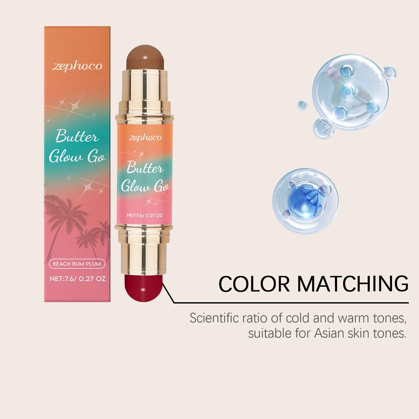 2 in 1 Grooming Makeup Stick Double Headed Bronzer Blush Non-sticky Light Soft Lasting Makeup Glow Makeup Contourining Stick Oasis Select