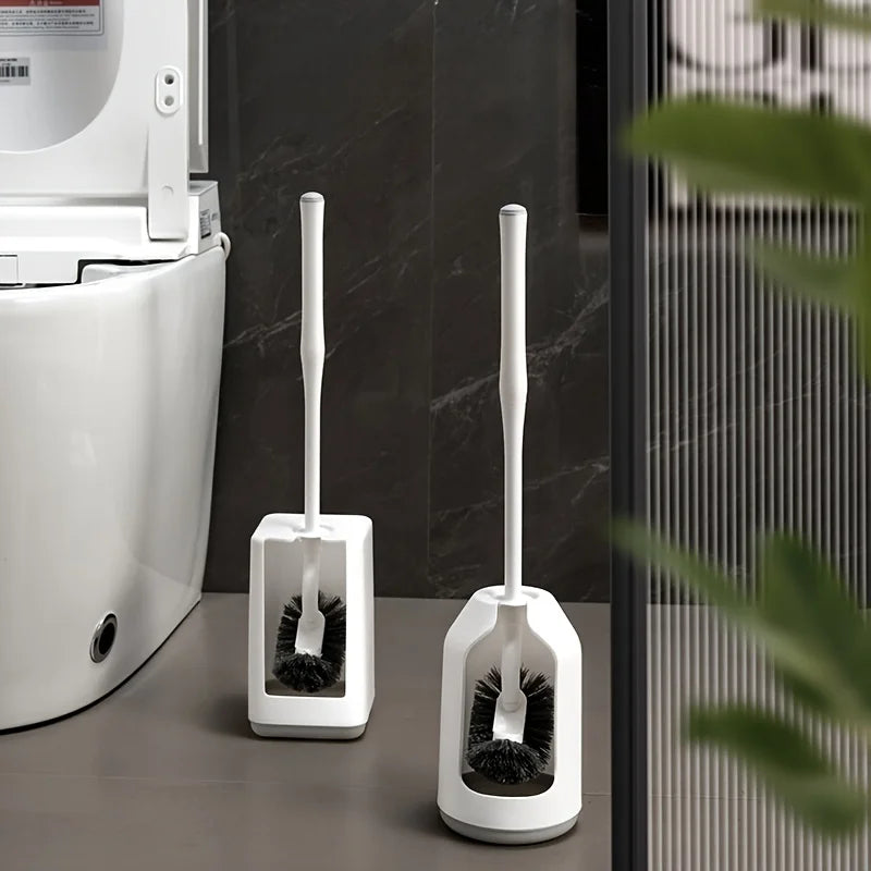 Toilet brush set with base, ergonomic long handle deep cleaning, toilet brush, quick assembly, ventilation base, bathroom tools Oasis Select