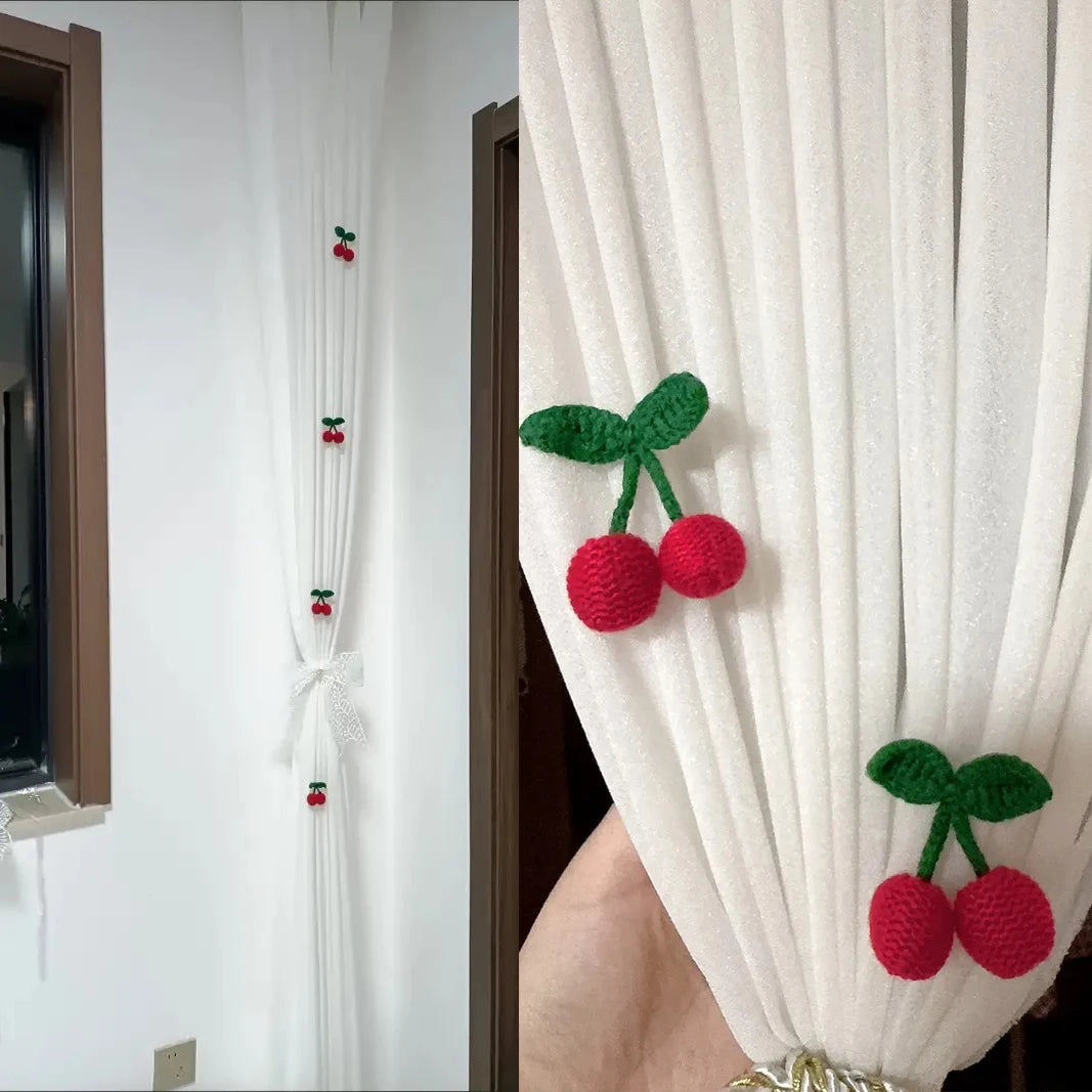 Handmade Crochet Cherry Brooch Set of 2 – DIY Knit Appliques