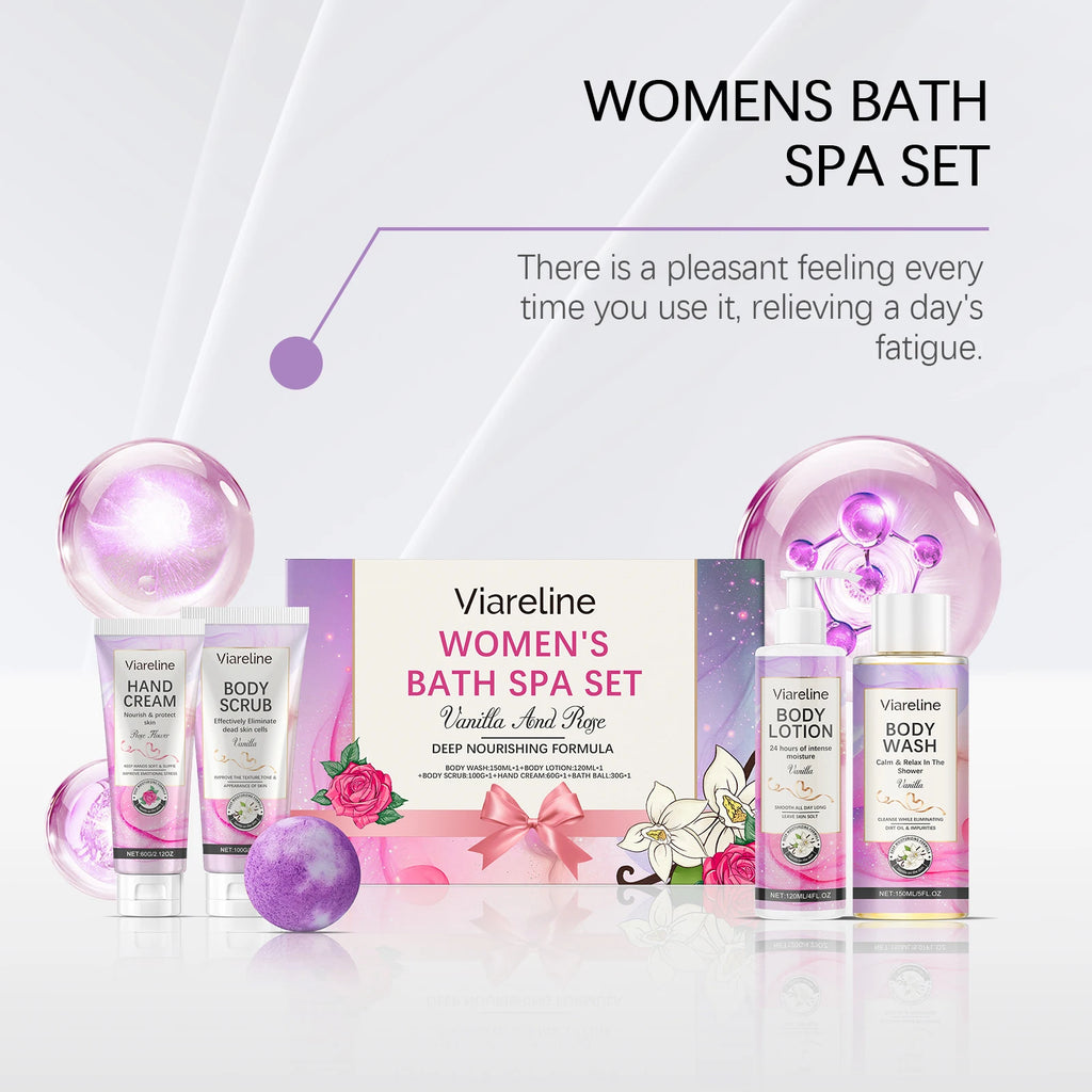 Floral Scent Women Bath Set Gentle Cleaning Dirts Reduce Dryness Smoothing Exfoliating Softening Body Skin Care Set for Gift Oasis Select