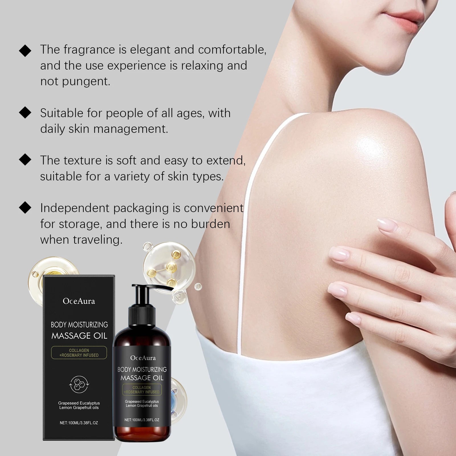 Oceaura Nourishing Body Massage Oil Gentle Hydrating Enhance Skin Elasticity Elegant Fragrance Improve Skin Texture Essence Oil Oasis Select