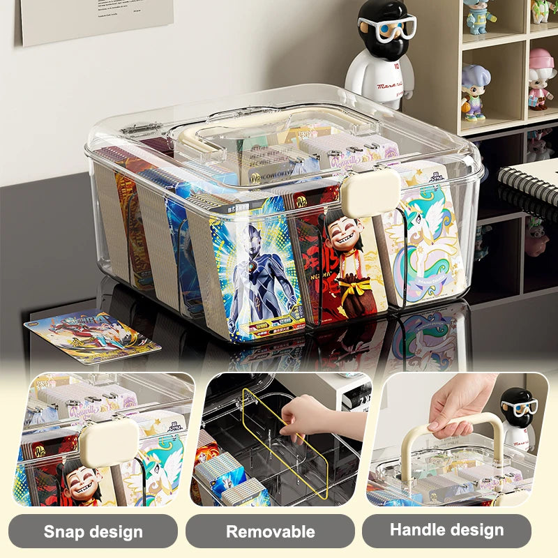 Card organizer, large-capacity multi-tier storage box with lid, stylish transparent design, perfect for storing all kinds of ite Oasis Select