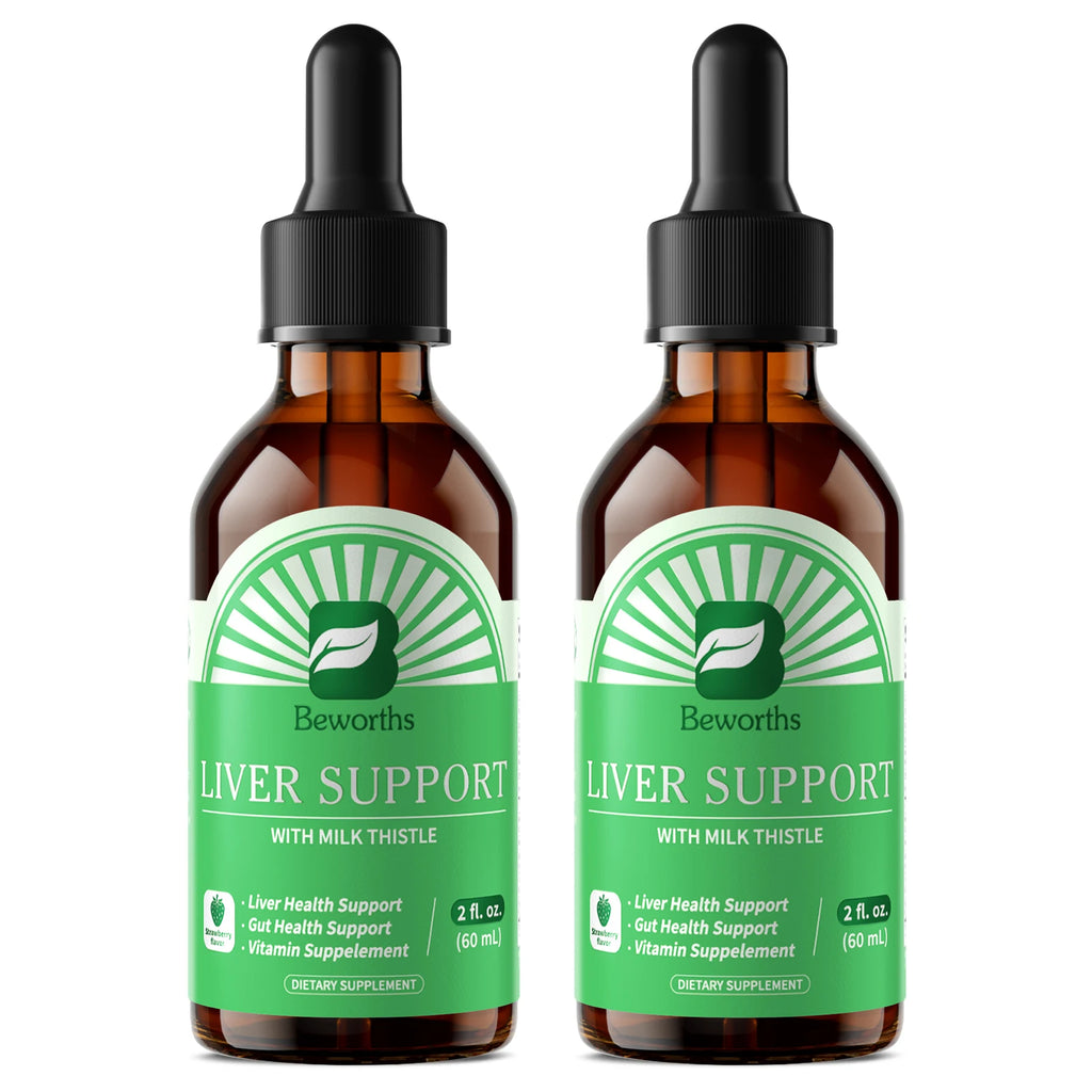 BEWORTHS Liver Health Support Drops with Milk Thistle，NAC and L-Glutamine Relieve Stomach Discomfort Gentle Stomach GMO FREF Oasis Select 2bottles United States