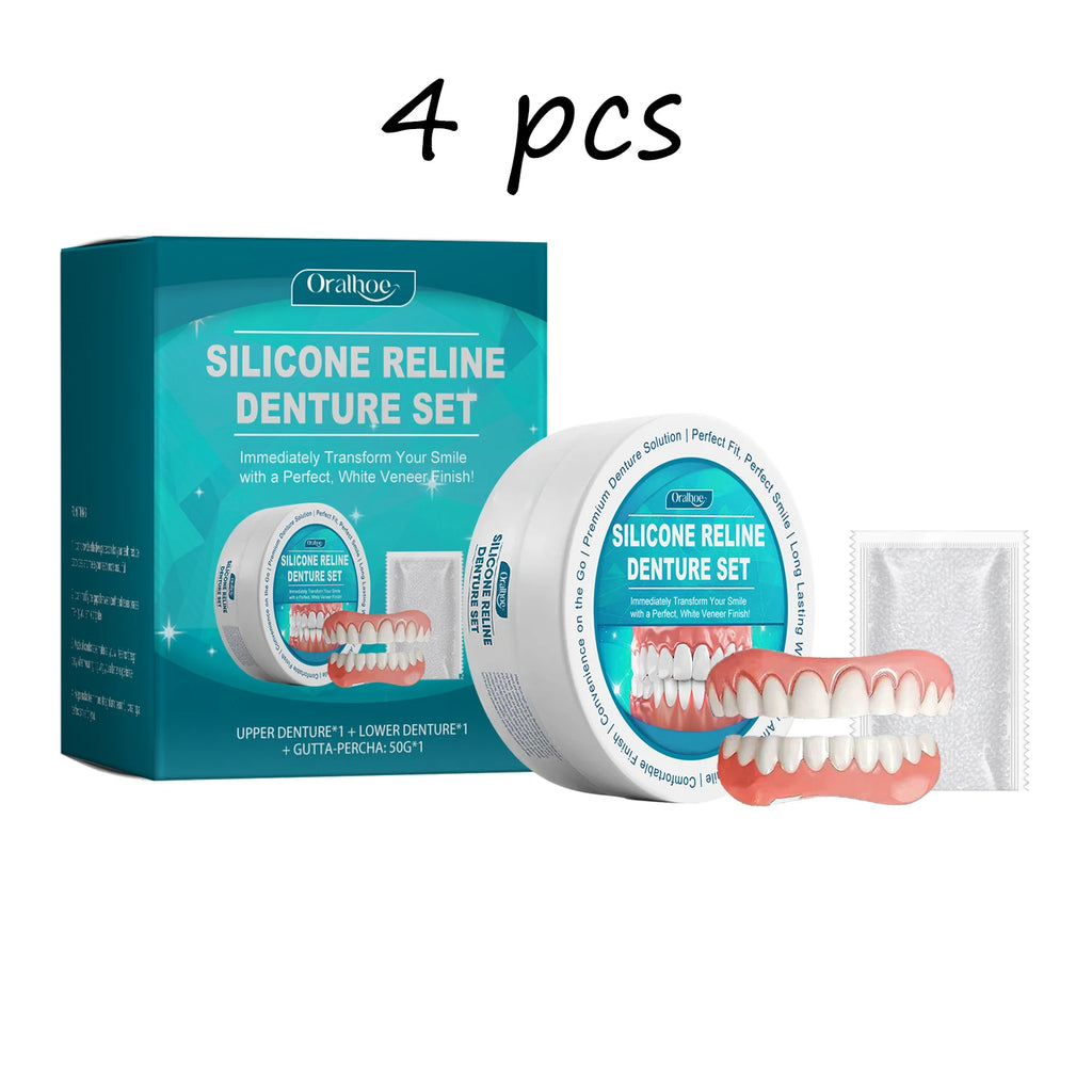 Oralhoe Silicone Material Fake Teeth Set Detachable Reusable Veneers Teeth Oral Health Care Soft Upper & Lower Braces Set Oasis Select buy 2 free 2 United States