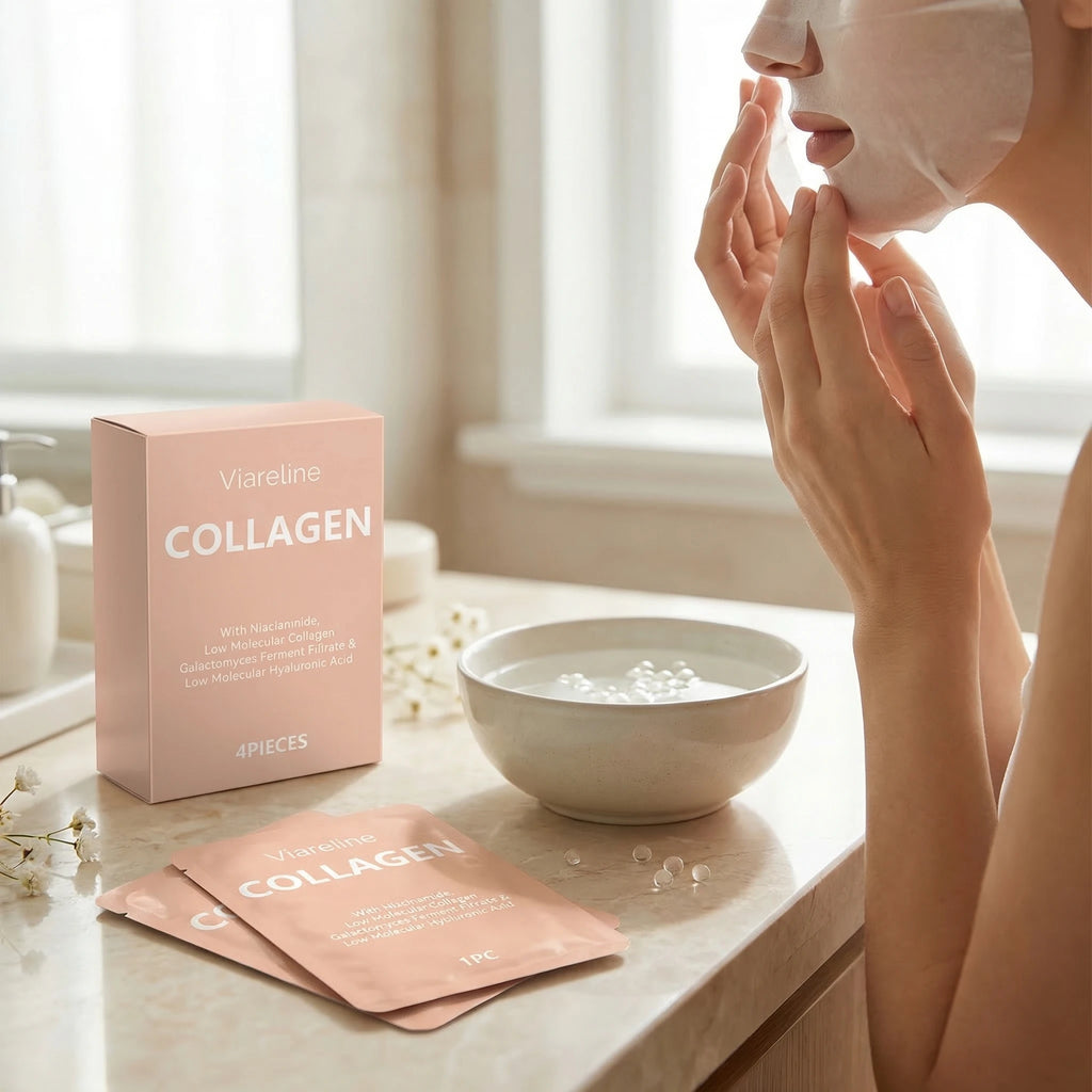 4PCS Collagen Face Mask Deep Hydrating Relief Dryness Soothing Redness Enhance Smoothness Softening Improve Elasticity Face Mask Oasis Select
