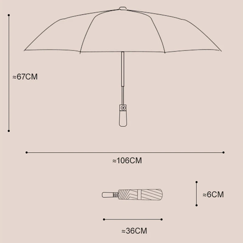 Solid wood handle automatic opening and closing, windproof and rainproof 12 large ribs large size unisex folding umbrella Oasis Select