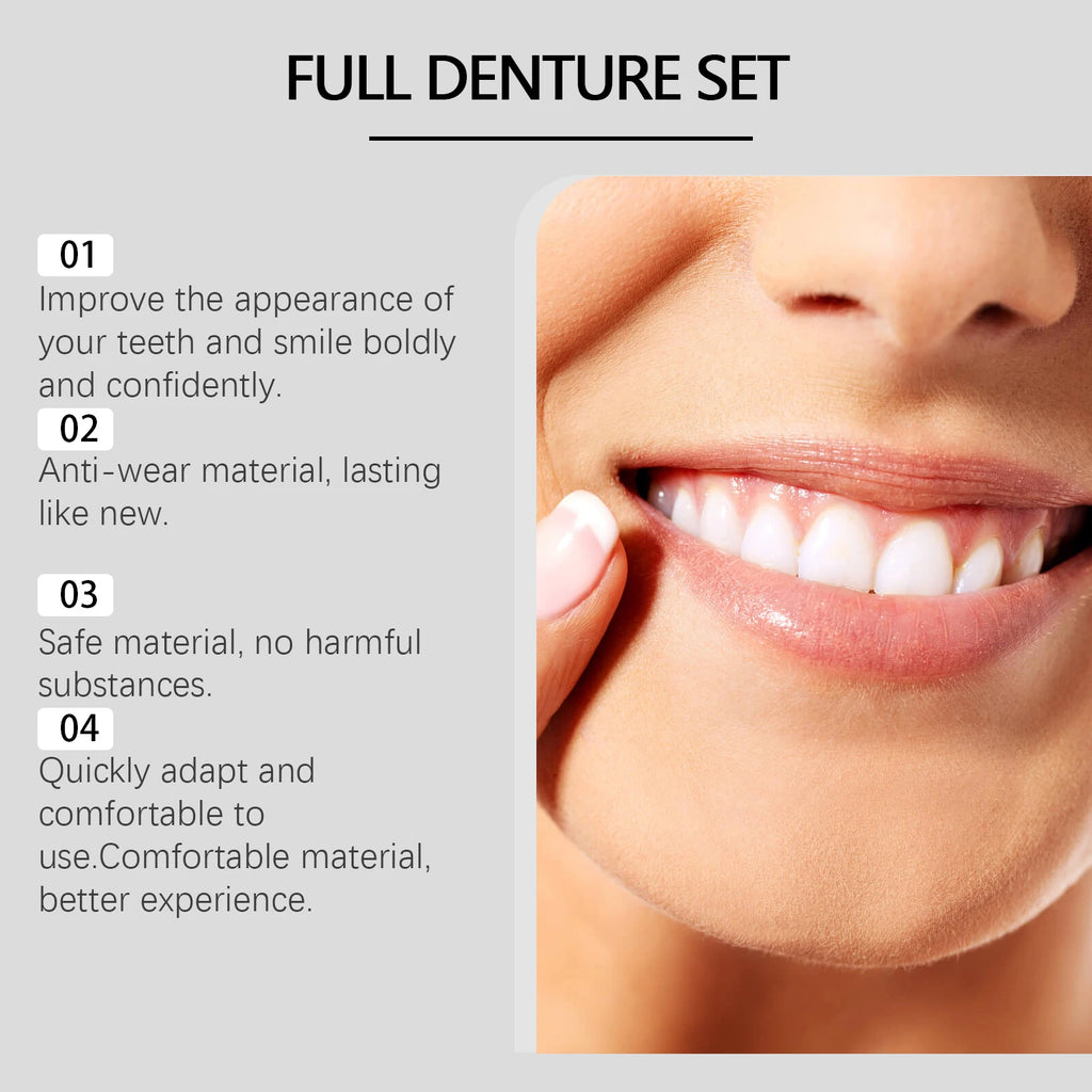 Oralhoe Silicone Fake Teeth Set Natural False Tooth Denture Comfortable Filling Teeth Gap Safe Simple Perfect Smile Firm Denture Oasis Select