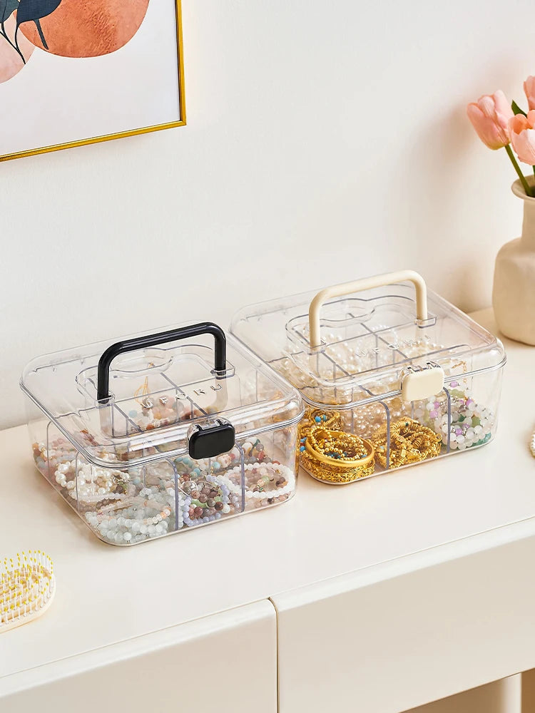 1pc Elegant Jewelry Box, Spacious Multi-Layer Organizer With Lid, Stylish Transparent Storage Solution For Watches, Necklaces, R Oasis Select