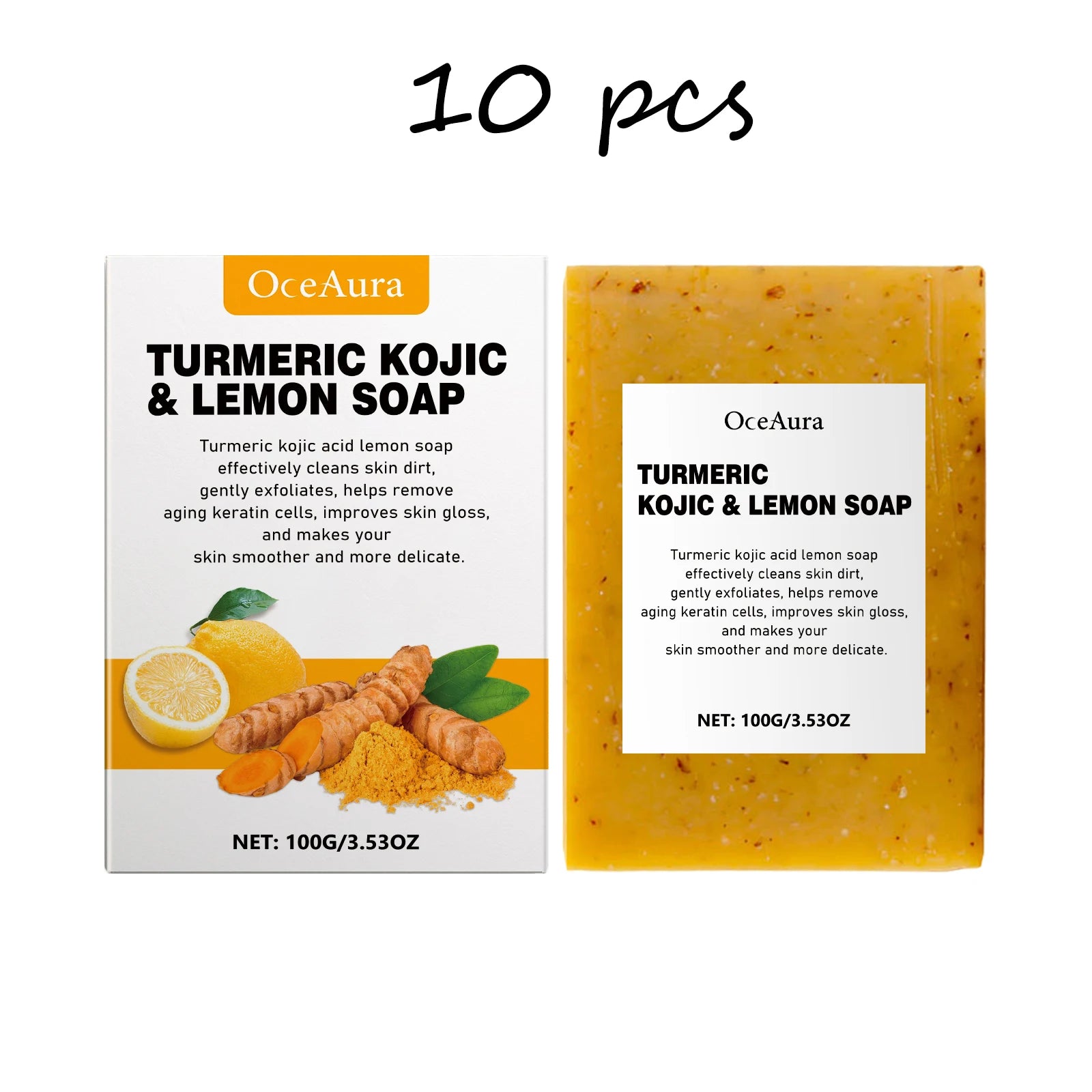 Oceaura Turmeric Lemon Soap Bar for Cleaning Face Body Gentle Cleaning Pores Brightening Skin Tone Smoothing Skin Cleaning Soap Oasis Select buy 4 free 6 United States