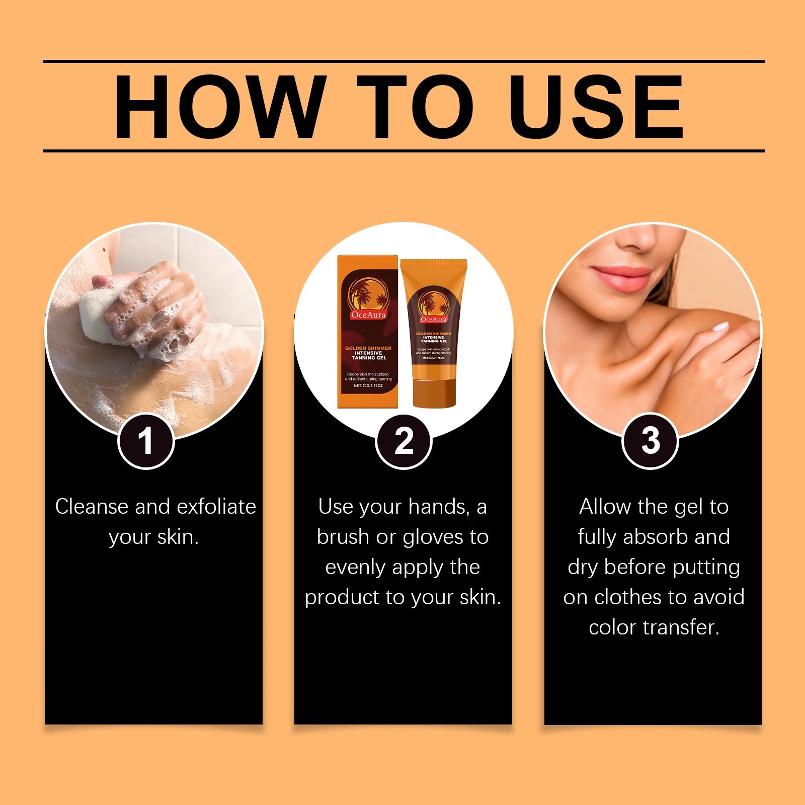 50G Golden Shimmer Body Tanning Gel Moisturizing Nourishing Natural Tanning Bronzer Wheated Skin Beach Sunless Tanning Lotion Oasis Select