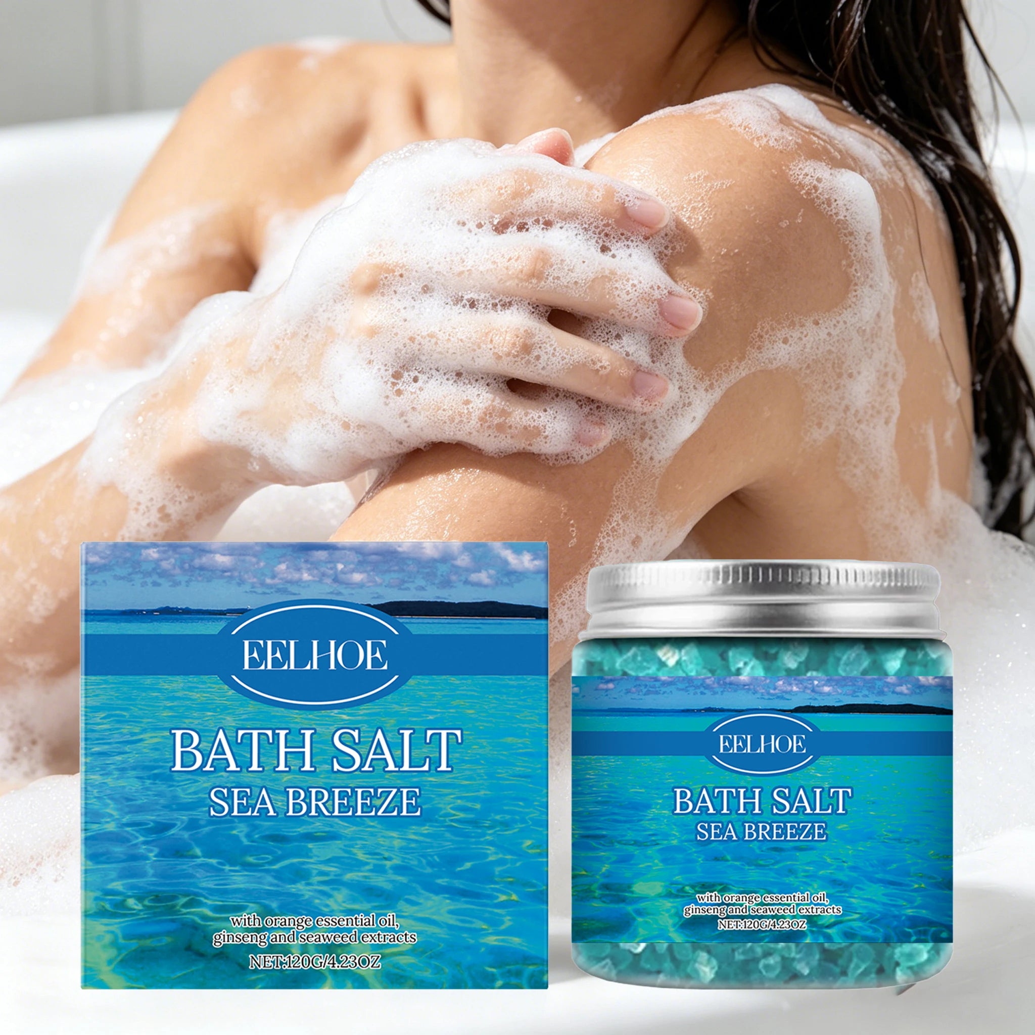 120G Bathing Sea Salt Gentle Cleaning Skin Enhance Smoothness Non-sticky Eliminate Sweat Odor Refreshing Exfoliate Bathing Cream Oasis Select