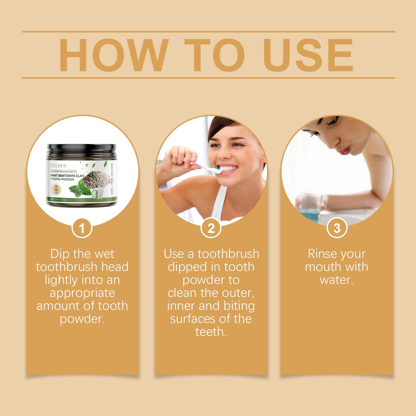 Natural Bentonite Clay Teeth Powder Cleaning Yellow Stains Promote Oral Health Remove Food Residues Refreshing Teeth Care Powder Oasis Select