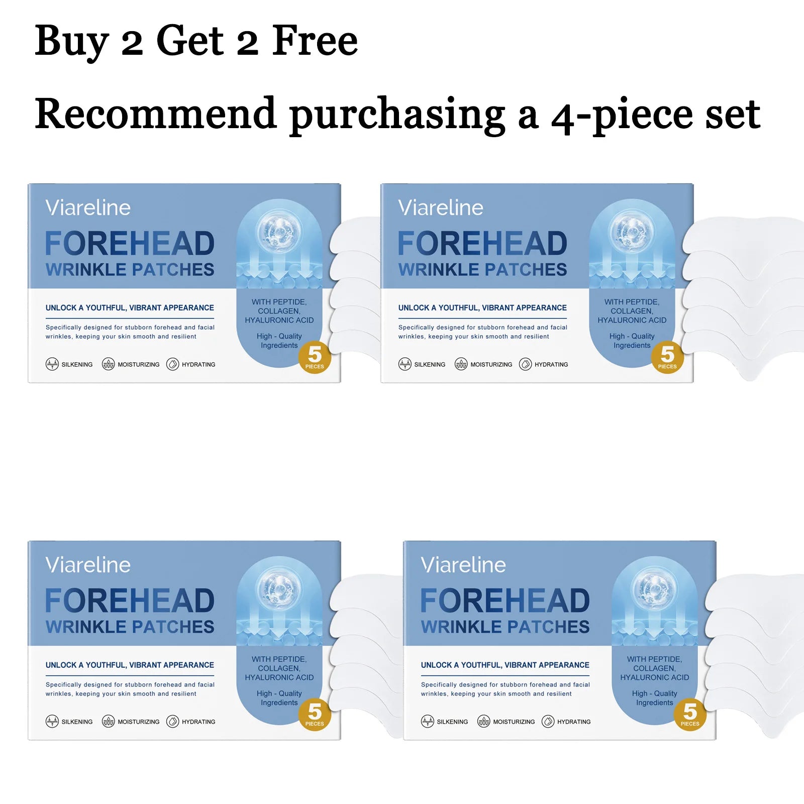 5 PCS Forehead Patches Deep Moisturizing Firming Lifting Fade Fine Lines Remove Wrinkles Enhance Smoothness Forehead Care Mask Oasis Select 4 boxes United States