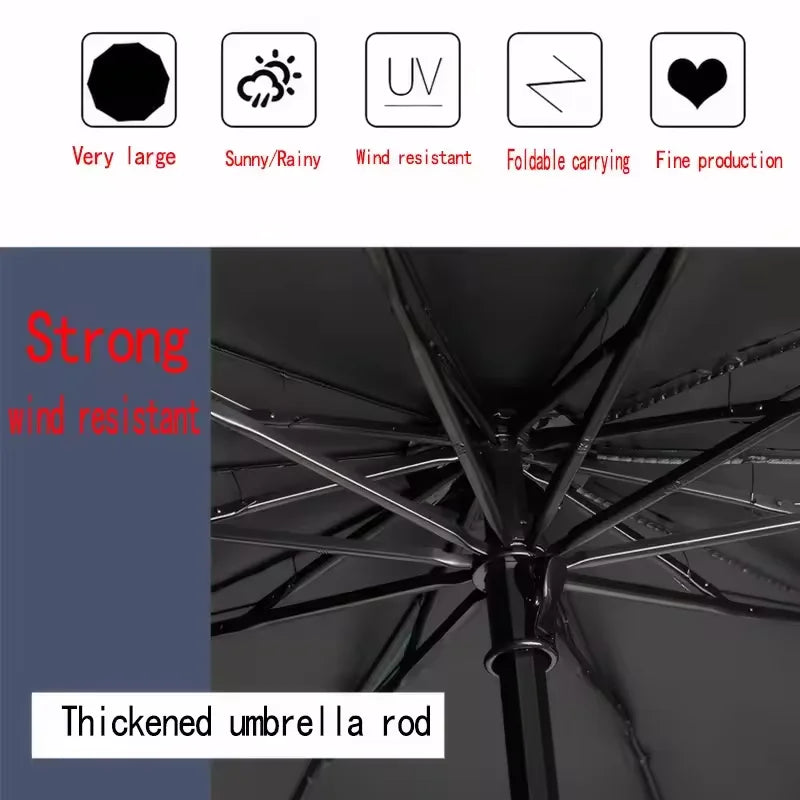 Extra-Large Folding Umbrella Suitable For Sunny And Rainy Day 130cm Windproof And Waterproof Providing Comprehensive Protection. Oasis Select