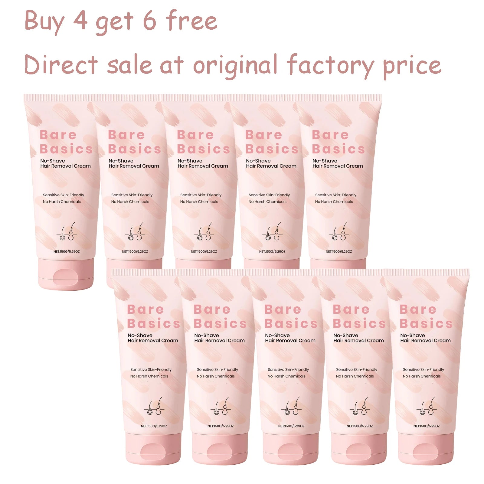 150G Body Hair Removal Cream Sensitive Skin-friendly Gentle Cleaning Refine Pores Refreshing Relief Discomfort Easy Hair Remover Oasis Select 10 pcs United States