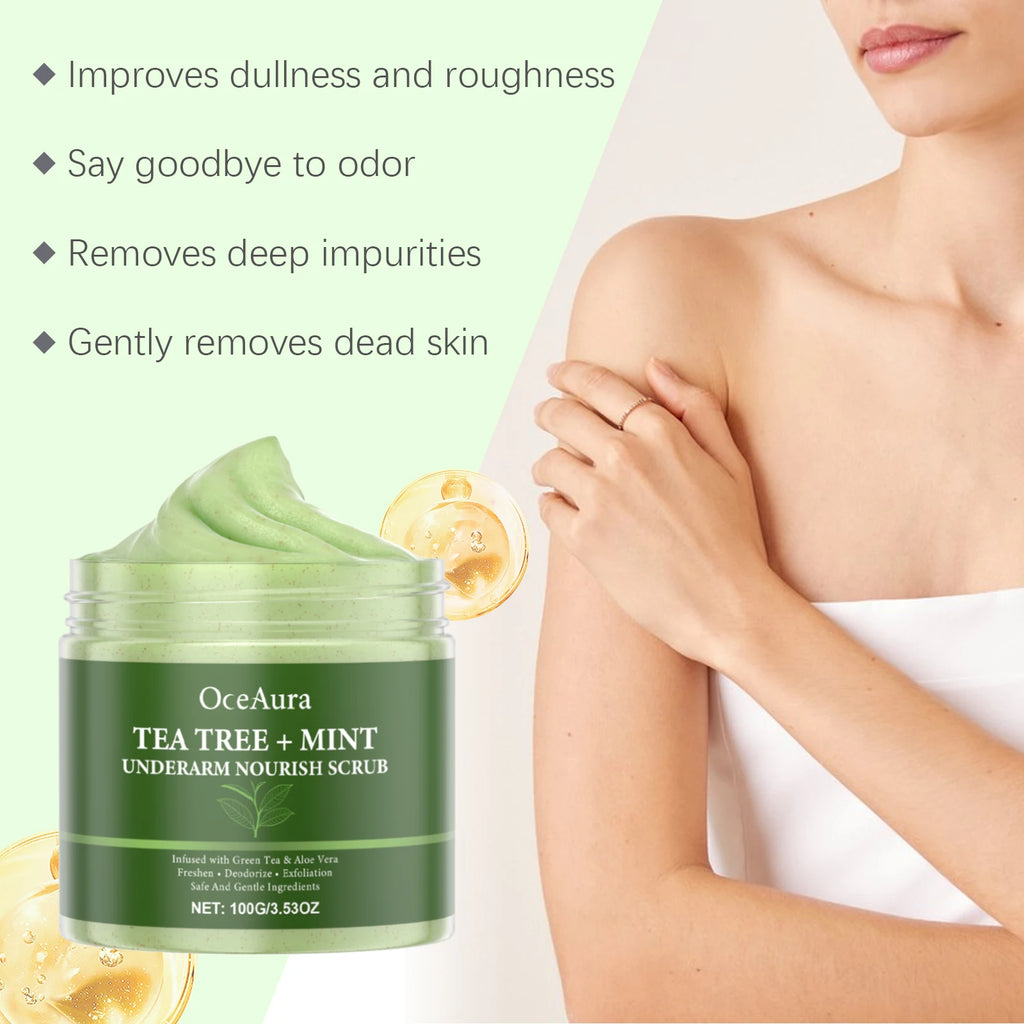 100G Tea Tree Body Scrub Cream Deep Cleaning Remove Dead Skin Enhance Smoothness Moisturizing Refreshing Body Exfoliating Cream Oasis Select