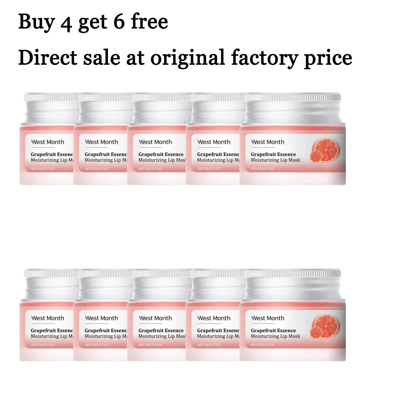 20G Grapefruit Essence Lip Mask Deep Moisturizing Fade Fine Lines Improve Skin Texture Smoothing Restoring Gloss Nourishing Gloss Lip Mask Oasis Select 10 pcs United States