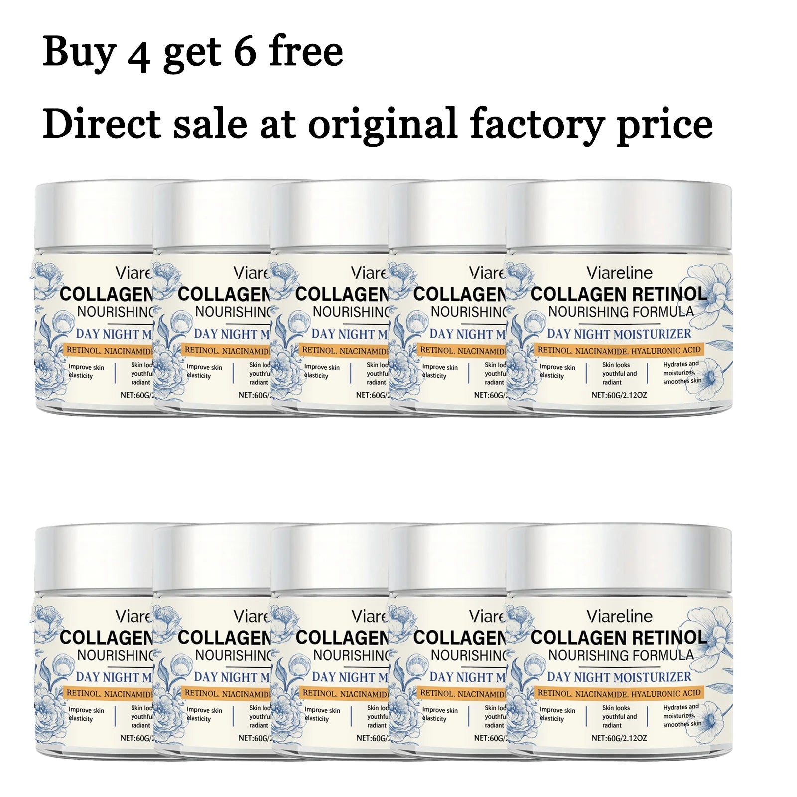 60G Retinol Face Cream Gentle Moisturizing Enhance Skin Elasticity Improve Smoothness Nourishing Anti-aging Glowing Facial Cream Oasis Select 10 pcs United States