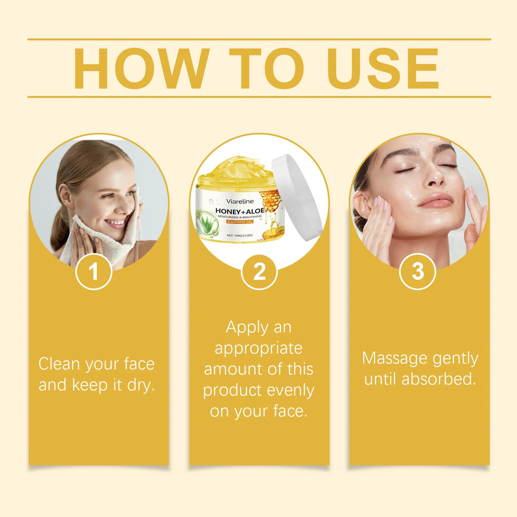 Viareline Honey Aloe Vera Face Gel Repair Sunburn Skin Moisturizing Relief Redness Reduce Dryness Oil Control Soothing Skin Gel Oasis Select