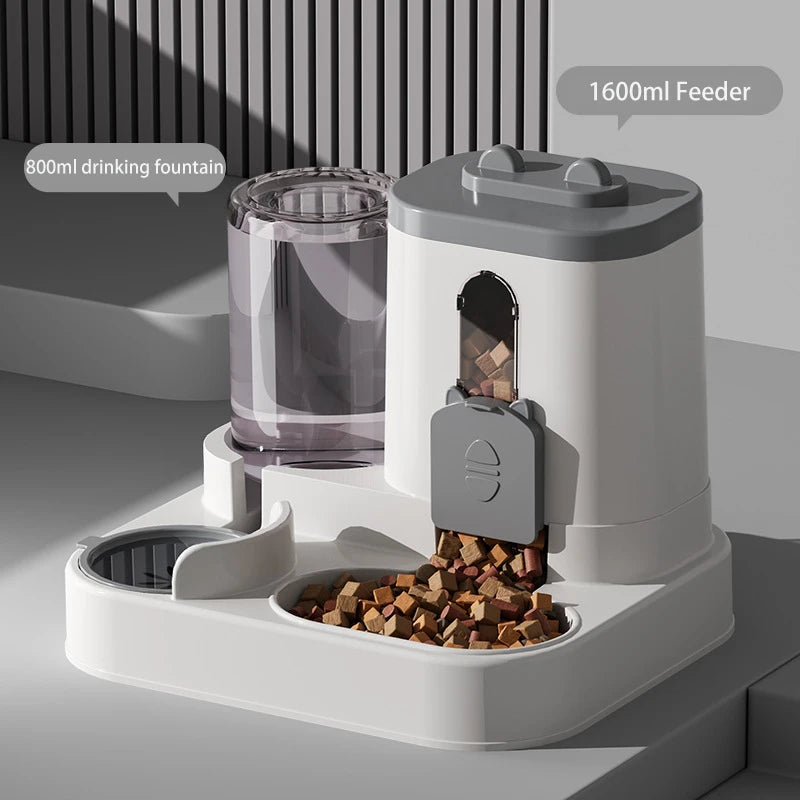 Pet large-capacity feeder integrated automatic water dispenser cat food bowl dog feeding bowl cat bowl dog bowl pet supplies Oasis Select grey