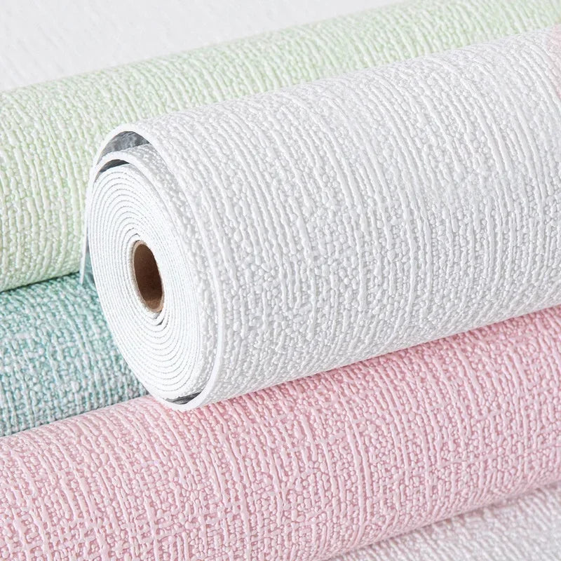 50cm Wide Self-Adhesive PVC 3D Linen Foam Solid Color Thickened Waterproof Background Wall Decoration Wallpaper/Wall Sticker. Oasis Select