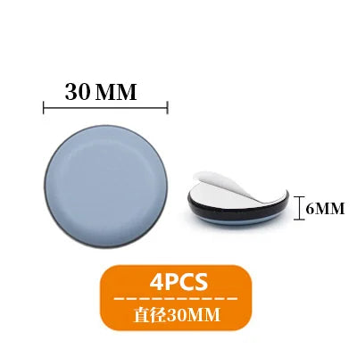 4PCS Floor Rubber Protector Pads Self-Adhesive Anticollision Round Mat Chair Table Glides Furnitures Legs Slider Home Supplies Oasis Select Round 30mm 4pcs