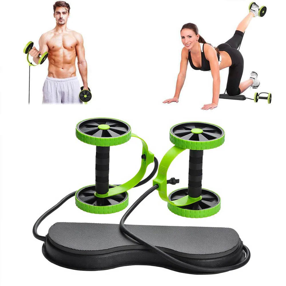 Abdominal Double Wheel Ab Roller Gym Home Muscle Exercise Fitness Equipment Pull Rope Resistance Bands Slimming Device Oasis Select Default Title