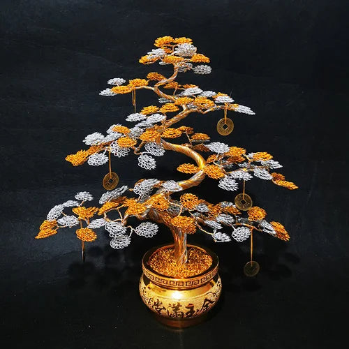Aluminum wire handicrafts living room indoor bonsai fortune tree money tree money tree decorations home accessories Oasis Select 38cm x 35cm B