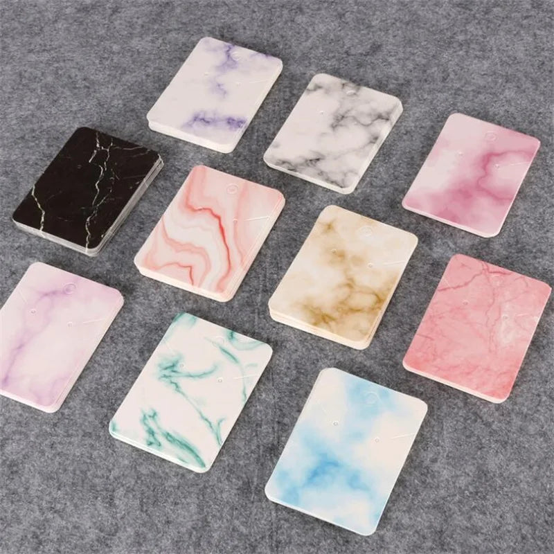 50pcs Marble Earring Display Cards Holder for Necklace Jewelry Packaging Selling Organizer Small Businesses Material Supplies Oasis Select
