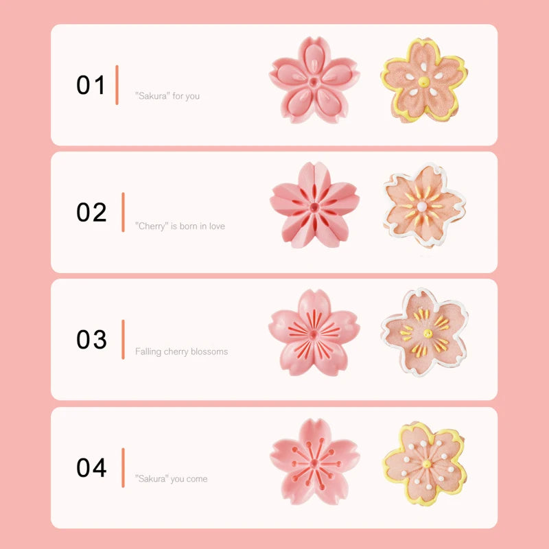 5-Piece Sakura Cookie Mold Set – Cherry Blossom Fondant Cutter Cookie Mold Set Oasis Select