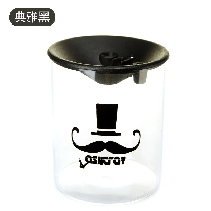 Creative home personality living room office big trend anti-fly ash multifunctional glass ashtray with cover ashtrays Oasis Select Elegant black