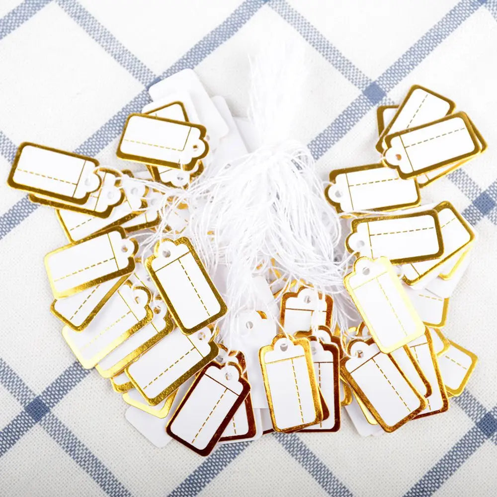 100 Pre-Strung Blank Swing Price Tags | Jewelry Hangtags