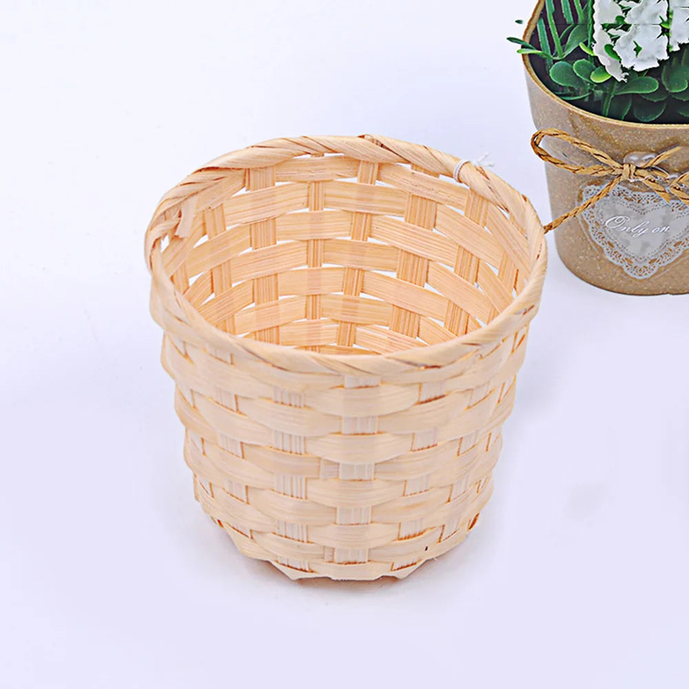 New Handmade Bamboo Garden Flower Pot Wicker Basket Straw Patchwork Wicker Rattan Seagrass Storage Organizer Nursery Pots Oasis Select
