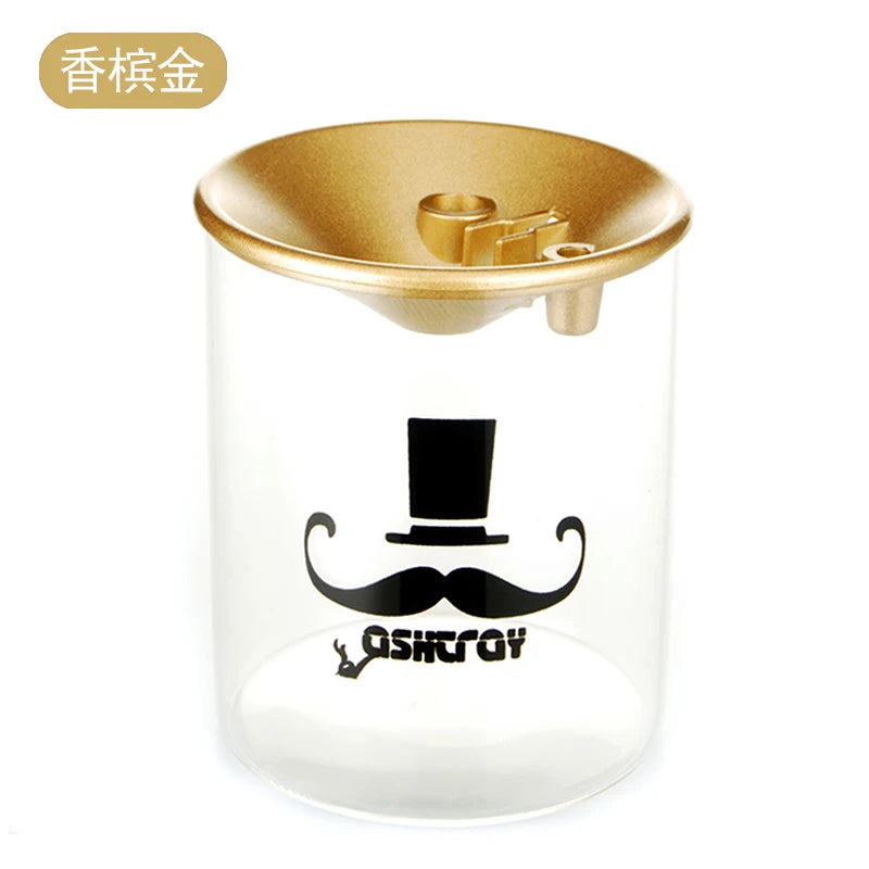 Creative home personality living room office big trend anti-fly ash multifunctional glass ashtray with cover ashtrays Oasis Select Champagne gold